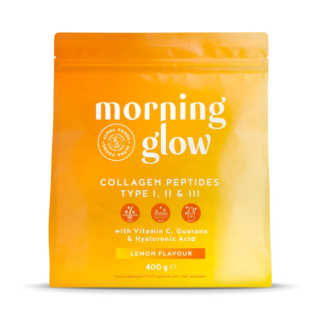 Collagen Powder + Hyaluronic Acid + Vitamin C [400g] | Collagen Hydrolysate | Peptides Types 1, 2 &amp; 3 | with Vitamins C, E &amp; Caffeine from Guarana | Citrus Flavor | Made in Germany | Alpha Foods