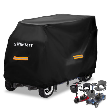 Electromobile tarpaulin, heavy duty 420D Oxford fabric mobility scooter cover, waterproof, anti-UV, durable with waterproof strip, reflective strips, 3 buckles 3XL (195 x 73 x 119 cm)