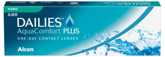 Dailies AquaComfort Plus Toric Daily Soft Contact Lenses | 30 lenses | BC 8.8 mm | DIA 14.4 mm | CYL -1.25 | AXIS 180 | -01.25 diopters