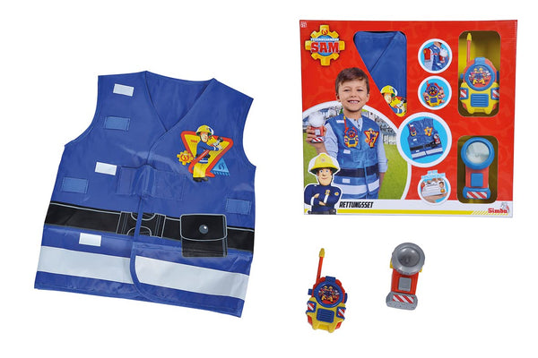SIMBA - Fireman Sam fire brigade set, vest with print, flashlight 11 cm, walkie talkie 14 cm, from 3 years