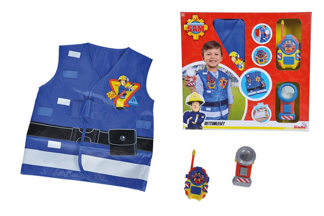 SIMBA - Fireman Sam fire brigade set, vest with print, flashlight 11 cm, walkie talkie 14 cm, from 3 years