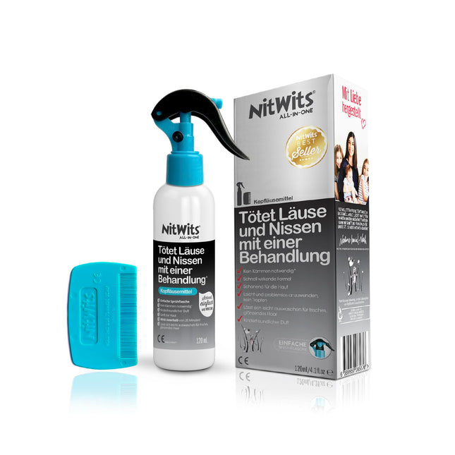 NitWits Lice Treatment for Children – All-In-One Lice Repellent Spray for Head Lice &amp; Nits – Alternative to Lice Shampoo – No Combing – Easy to Use