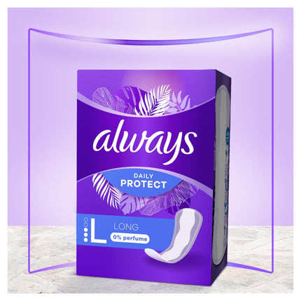 Always Daily Protect Women's Panty Liners Long (64 Pads), Gigapack, Unscented
