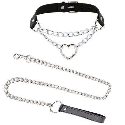 AROROMI Fetish SM Restraints Collars Bondage Leather Collar Adult Sex Toys Flirt SM Collar Leash Chains Set