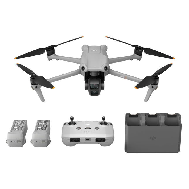 DJI Air 3 Fly More Combo with DJI RC-N2 remote controller, drone with camera for adults, 4K HDR, 2 primary cameras (medium telephoto/wide-angle), 46 min. max. flight time, 48 MP, O4, 2 additional batteries