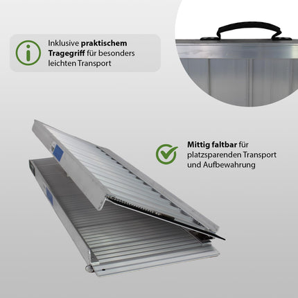 TRUTZHOLM wheelchair ramp foldable 122 cm load capacity 272 kg aluminum grey ribbed access ramp