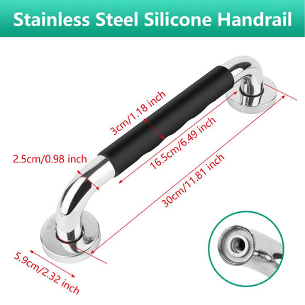 TNOMSNO Grab Bars for Seniors, 30CM Non-Slip Grab Bar Stainless Steel Shower Bathtub Handle, Non-Slip Grab Bar for Pregnant Women, Seniors, Bathtub, Toilet