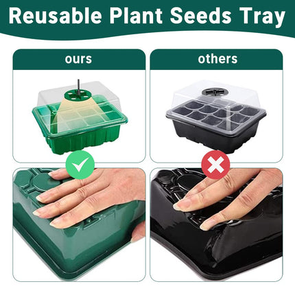 CKLHCFF Indoor Greenhouse Propagator 3 Pack, Mini Greenhouse Propagation Set with Plant Lamp, Seedling Starter Trays with Lid and Ventilation (Rectangle)