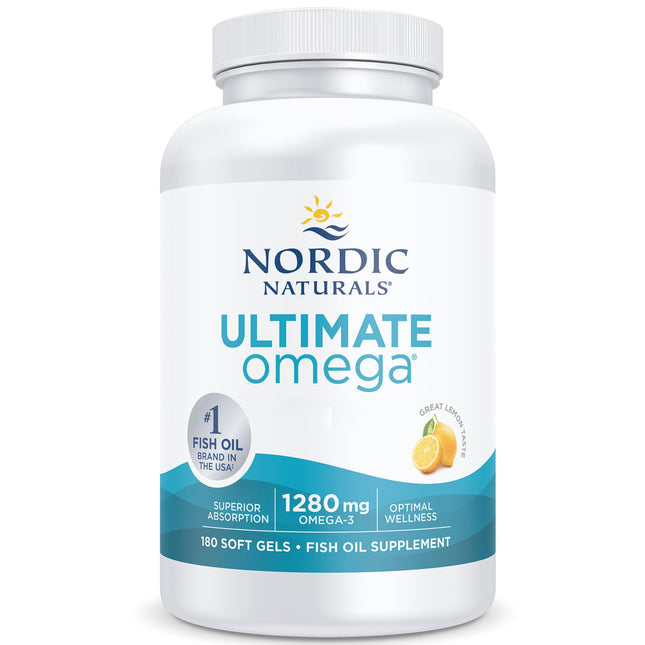 Nordic Naturals, Ultimate Omega, 180 Gluten-Free Softgels, 1280 mg Omega-3 per serving, Soy-Free, GMO-Free, Lemon Flavor