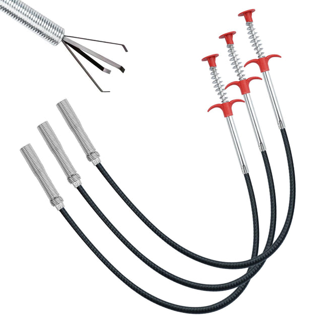 3 pieces claw grabber flexible, 60 cm telescopic grabber, drain grabber for pipe cleaning, pipe cleaning spiral grabber set, drain grabber, telescopic grabber, for kitchen, bathroom, sink blockage