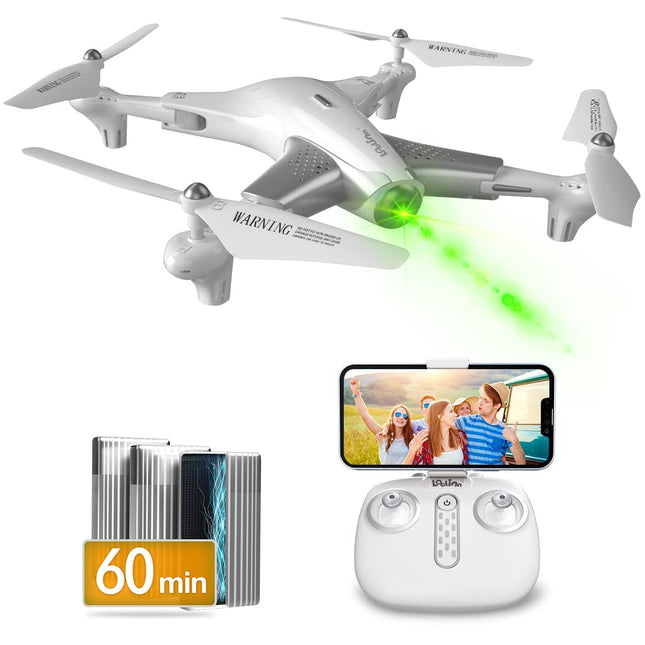 Loolinn | Drone with Optical Flow Positioning Technology - 60 Minutes Long Flight Time/Very Stable Flight - Quadcopter Drones with HD Camera for Kids as a Gift