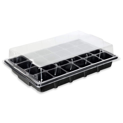 Schramm® 4 piece cultivation set greenhouse cultivation tray pots indoor greenhouse 38.5 x 24 x 7 cm for 96 cultivation pots cultivation set mini greenhouse black
