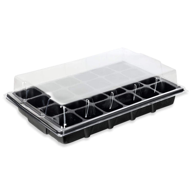 Schramm® Growing Set Greenhouse Growing Tray Pots Indoor Greenhouse 38.5 x 24 x 6 cm for 24 Growing Pots Growing Set Mini Greenhouse Black
