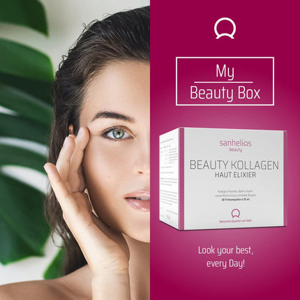 Sanhelios Beauty Collagen SKIN ELIXIR – Anti-Aging Drinkable* – Test Winner – 30 Drinkable Ampoules – 2500 mg Premium Collagen Peptides + Biotin, Copper &amp; Vitamin C, Blossom Honey &amp; Royal Jelly