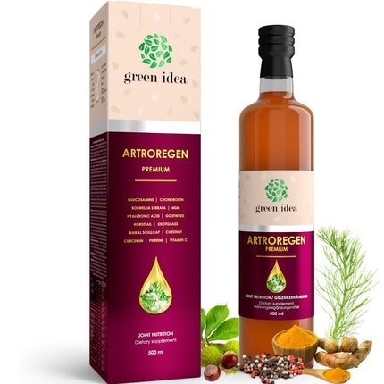 Green idea - Artroregen - Glucosamine-Chondroitin-MSM - Intensive Joint Complex - 100% Natural Syrup - Joint Nutrition - Cartilage Protector with Hylauron, MSM - Sports Nutrition - 500 ml