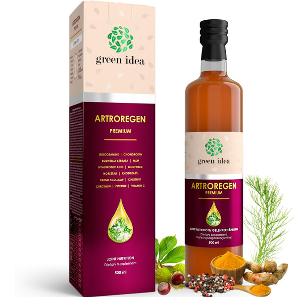 Green idea - Artroregen - Glucosamine-Chondroitin-MSM - Intensive Joint Complex - 100% Natural Syrup - Joint Nutrition - Cartilage Protector with Hylauron, MSM - Sports Nutrition - 500 ml