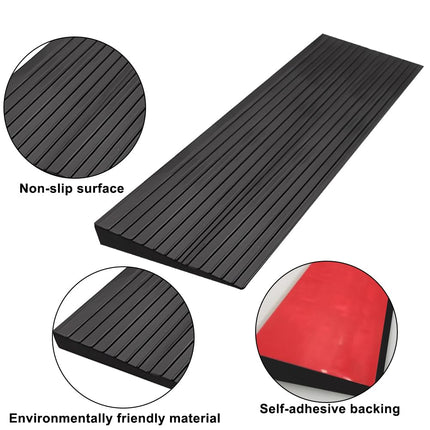 Beatific door threshold ramp 100x5x1cm, wheelchair ramp PVC threshold ramp, non-slip wheelchair ramp, self-adhesive transition profile, door threshold ramp for wheelchairs, sweeping robots, scooters (black)