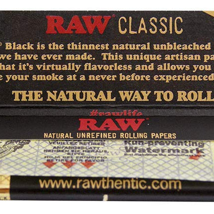 RAW Black Classic, Kingsize Slim Papers, 32 ultra-thin papers per booklet 10 booklets