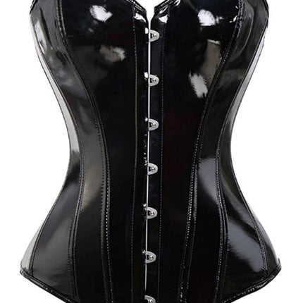 KUOSE Women's Body Shaper Lingerie Gothic PVC Faux Leather Corset Bodice Top Black