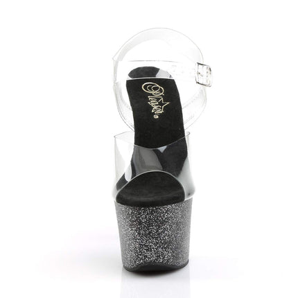 Pleaser SKY-308MG, Women's Platform Sandals, Black (Black (Clr/Blk Glitter)), 38 EU (5 Women's UK)