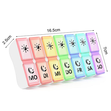 GeekerChip 7-day pill box with 2 compartments, 7-day pill box, morning and evening 14 compartments, pill box, medication dispenser (German version)