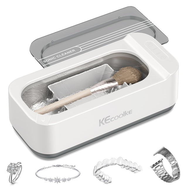 Ultrasonic cleaning device Ultrasonic cleaner Ultrasonic device KECOOLKE 400ml Sonic Cleaner with digital timer for glasses, rings, coins, finger rings, money