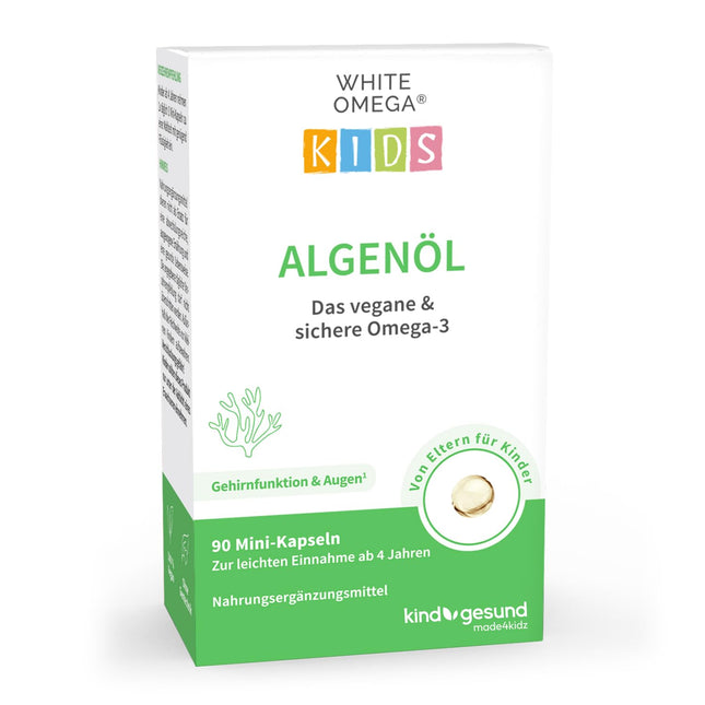 Algae Oil Capsules for Children – Vegan Omega-3 – Carrageenan-Free – 330 mg DHA from Algae – 90 Mini Capsules (1 Month)