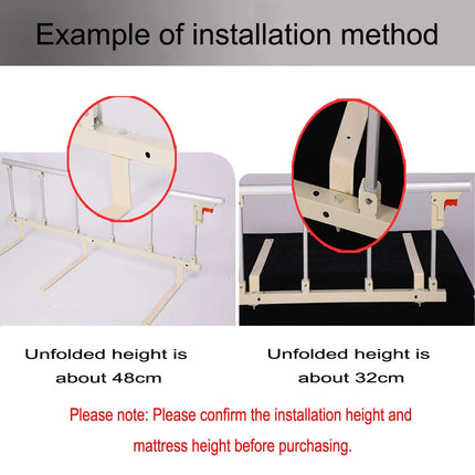 Bed rail, medical aid equipment, foldable bed rail safety side protection, steel bed rail with foam cushion for elderly seniors adults children, 7 vertical bars (size: 106x40cm)