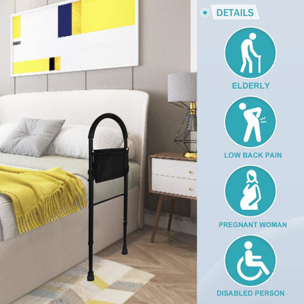 Kaucytue Safety Bed Rails Safe bed rails for older adults with storage bag and support legs bed rail fall protection, bed riser bed handle adjustable in height