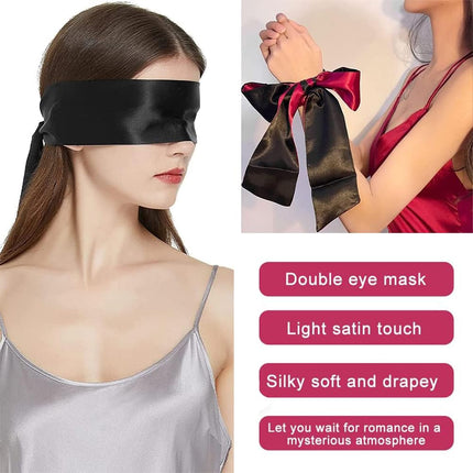 Satin eye mask, sex eye patch, blindfold toy for couples, blindfold fetish bondage sex toy for couples, satin sleep mask, blindfold, black + pink black, 2 pieces