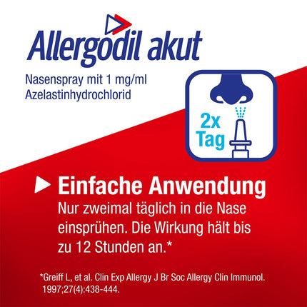 Allergodil acute nasal spray: Azelastine spray for hay fever &amp; non-seasonal allergic rhinitis, 1 mg/1 ml solution, 10 ml
