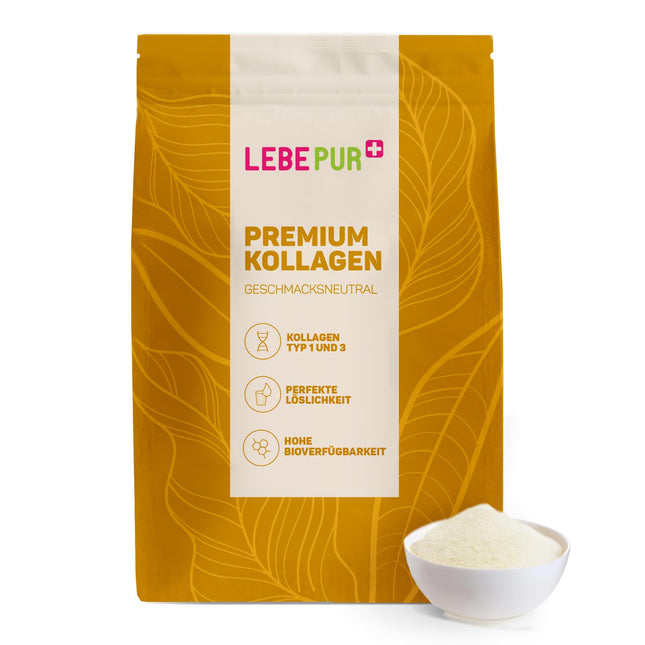 Lebepur Collagen Powder 550g - bioactive premium collagen hydrolysate - peptides type 1 &amp; 3 - free from hormones and antibiotics - super soluble &amp; tasteless