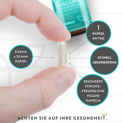 Nutravita® 600mg Hyaluronic Acid Capsules High Dose - With 600mg per capsule - 500-700 kDa - 90 Capsules (3 months) - Batch tested and certified by an independent German laboratory - Vegan