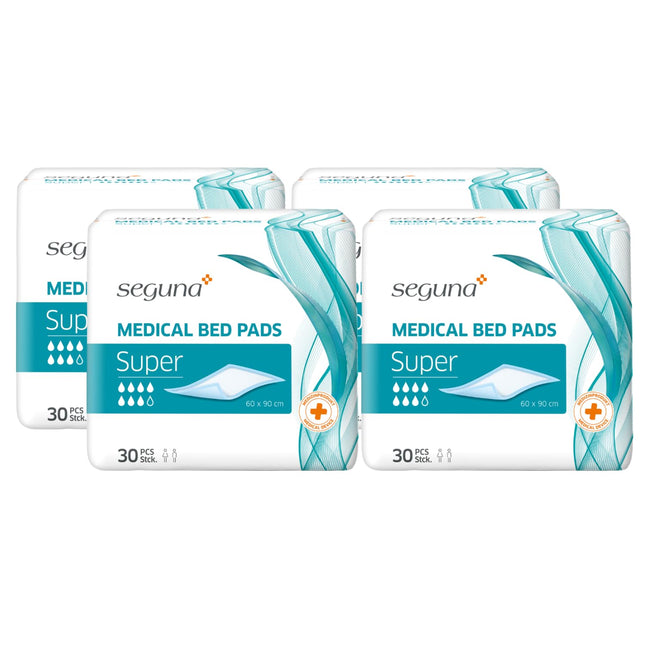 SEGUNA Medical Bed Pads, protective pad Super, 60x90 cm, 4 x 30 pieces (= 120 pieces), medical pads, incontinence pads, disposable pads, single-use pads, incontinence bed protection