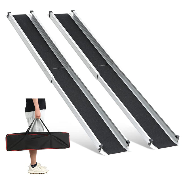 2PCS Telescopic Wheelchair Ramp 120-213cm, gardhom Adjustable Portable Aluminum Non-Slip Telescopic Ramp with 272KG Load Capacity for Stairs Obstacles House Steps in Textile Bag