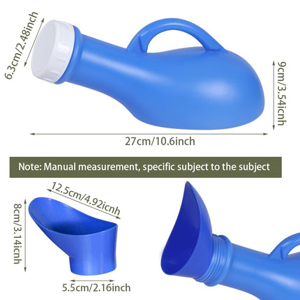 Urinal Toilet Portable, Unisex Urinal Bottles 1L Leak-proof Urine Bottle with Screw Cap and Female Urine Attachment Travel Urine Container Wee Potty for Men and Women