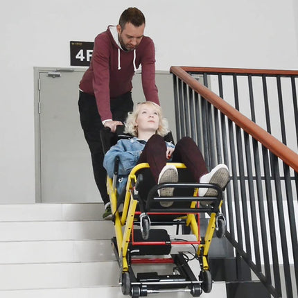 Electric Stair Lift Chair, Folding Lightweight Stair Wheelchair Power Crawler Senior Stair Chair, Electric Handcart Stair Climber, Aluminum Alloy, Load 160 kg,Yellow