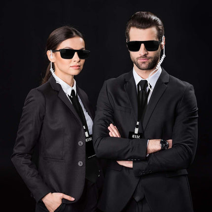 CVDYWDJIE 1 piece sunglasses, 1 piece walkie-talkie accessory, 1 piece lanyard card holder, 1 piece tie, 6 pieces artificial beard, agent costume accessories, role-playing accessories
