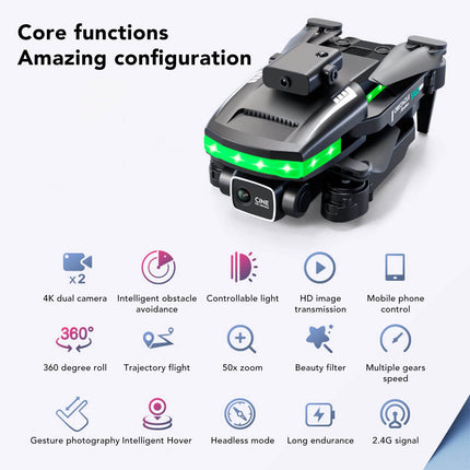 S162 FPV RC Drone, 4K HD Dual Camera WiFi Quadcopter with Waypoint Flying, Adjustable Speed, 360° Flips, Automatic Photography, Automatic Hovering,