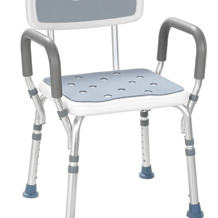 Akriva Comfort Shower Seat with Backrest - Height-Adjustable Bath Stool - Non-Slip Shower Seat - Shower Stool with Shower Head Holder (Comfort Plus)