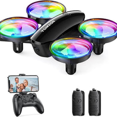 Mini Drone with Camera HD 1080P for Kids Beginners, TOMZON RC Quadcopter with Colorful LEDs, Long Flight Time, 360° Propeller Protection/Throw Go/3D Flip/, Helicopter Remote Controlled Toy Drone Indoor