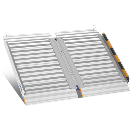 LIEKUMM 60 x 76 cm Foldable Wheelchair Ramp, 450 kg Capacity, Anti-Slip Aluminum Threshold Ramp for Wheelchair Users, Stairs, Doors, Mobility Scooters