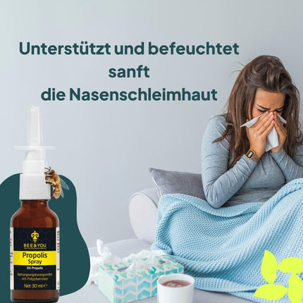 BEE&amp;YOU Propolis Spray, Nasal Spray 30 ml Propolis Extract, Spray for the Nose, for Children and Adults, Clears the Nose, No Additives, Natural, No Alcohol &amp; No Habituation Effect, 33 Awards