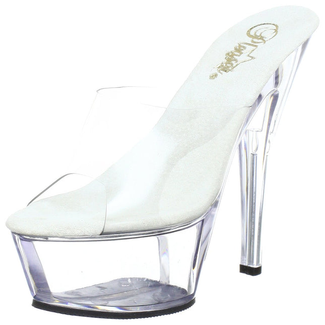 Pleaser KISS-201 Women's Sandals, Transparent (CLR/CLR), EU 39 (UK 6) (US 9)