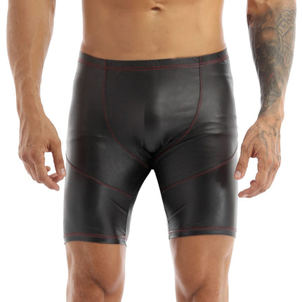 iEFiEL Men's Boxer Shorts Underpants Briefs Pants Hipster Patent Leather Wetlook Men's Underwear Black ML XL XXL Black XXL