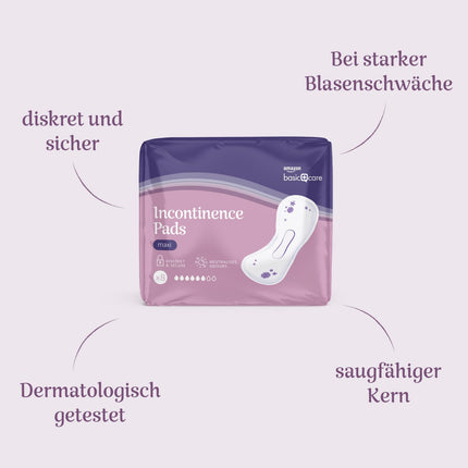 Amazon Basic Care Incontinence Pads Maxi, Unscented, 6 Packs of 8 (48 Pads)
