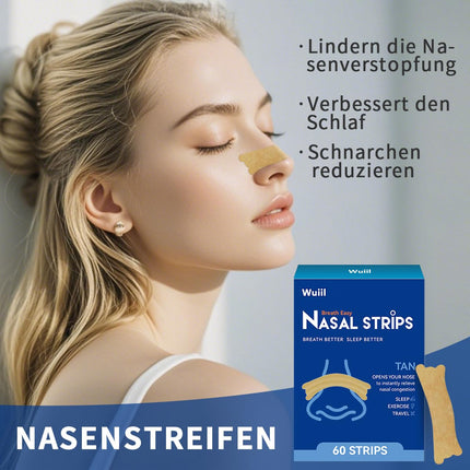 60 pieces nasal strips, nasal strips for snoring, nasal strips, anti-snoring patches, extra strong nasal strips against snoring, better breathing with a blocked nose, for better sleep quality