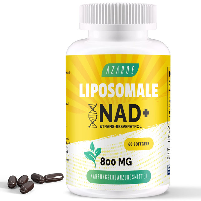 Liposomal NAD+ Trans-Resveratrol 800 mg Softgels, Superior Alternative, More Efficient than NR, High Absorption, 60 Softgels (60 Count (1 Pack))