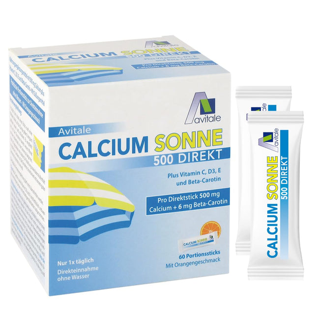 Avitale Calcium Sun 500 Direct - To prepare your skin for the sun with 500 mg calcium and 6 mg beta-carotene plus vitamins C, D3 and E, 150 g