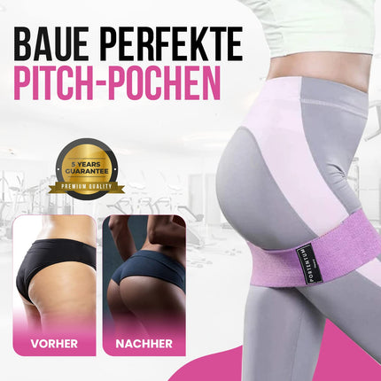 PORTENTUM Resistance Bands, Fitness Bands Set, Yoga Strap in 3 Tensile Strengths, Training Band, Yoga Band AS Resistance and Support for Leg Training, Video with Included Exercises, Pink, Green, Purple